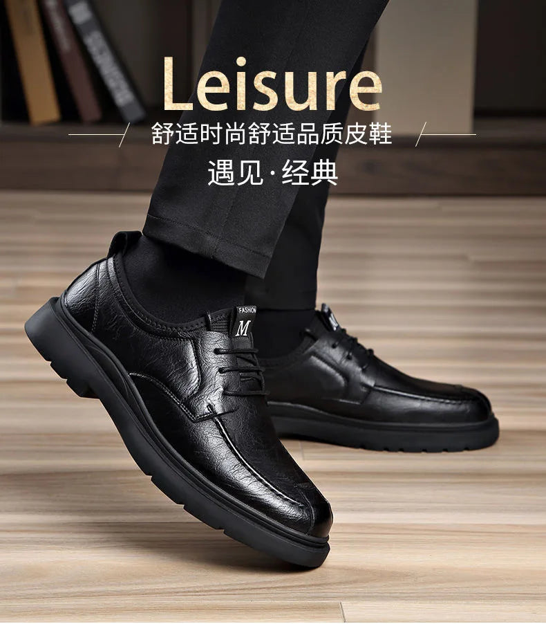 Men's Genuine Leather Shoes Work Boots Business Casual Warm and Comfortable Loafers