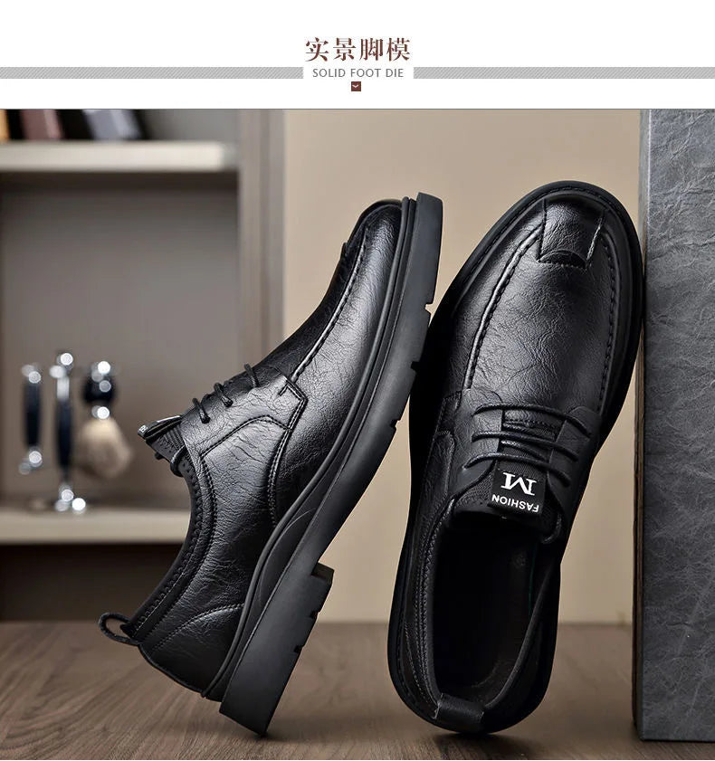 Men's Genuine Leather Shoes Work Boots Business Casual Warm and Comfortable Loafers