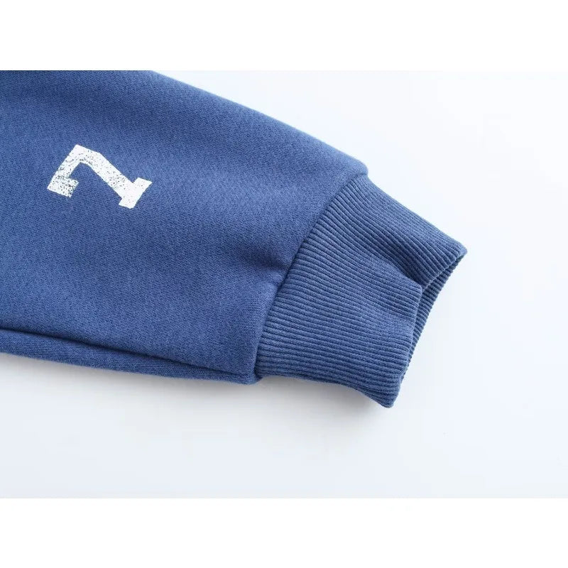 Knit Set Woman Elegant Outfit Set Blue Pants Sets Print Sweatshirt Sets