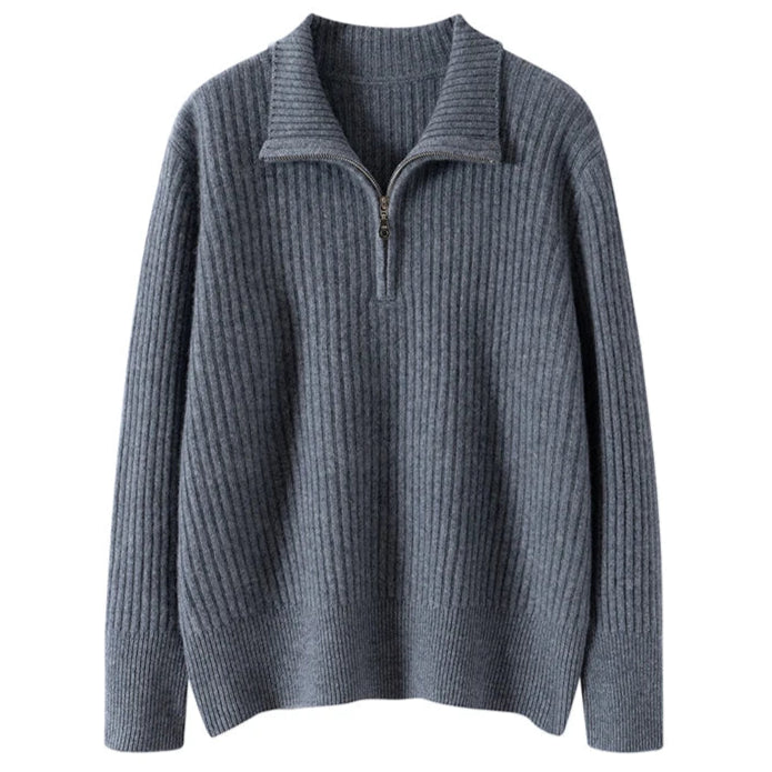Zipper Turtleneck MEN Knitted Sweatshirt Korean Loose Lazy Style Solid Sweater