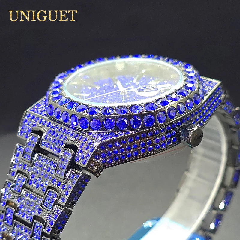 Quartz Watches For Men Octagonal Case Luxury Diamond Men's Watch