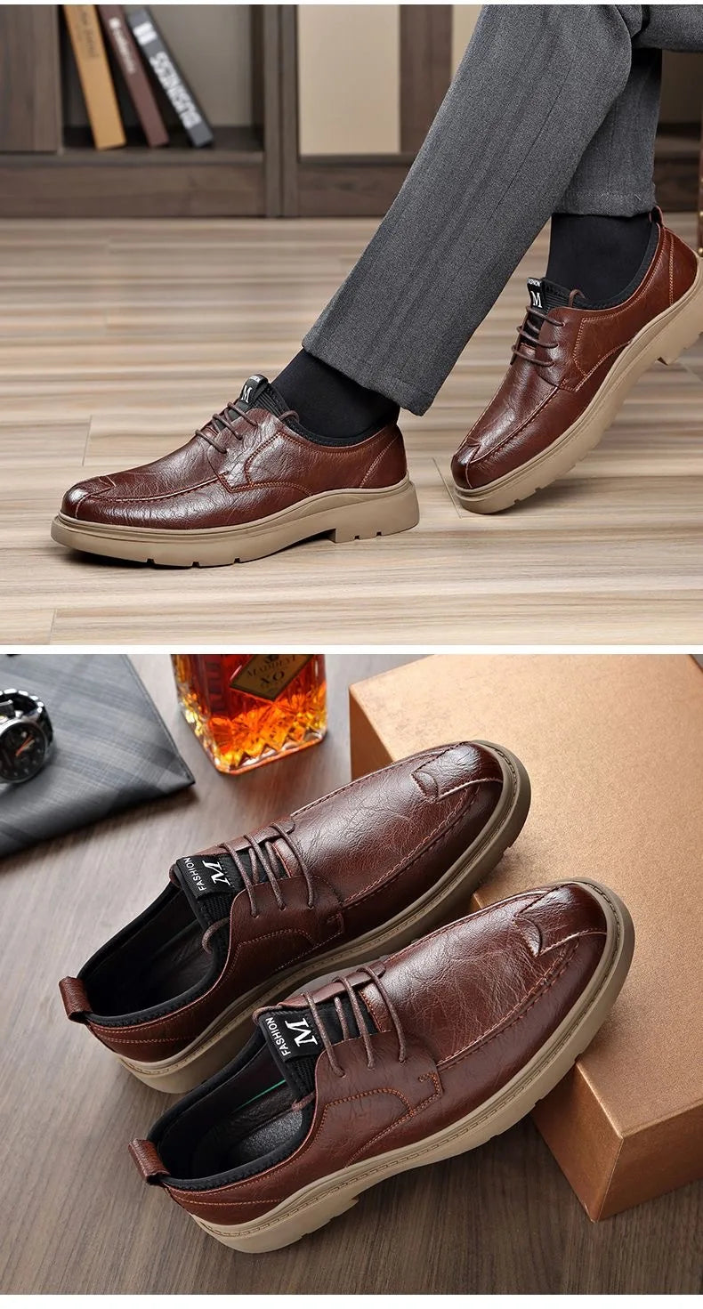 Men's Genuine Leather Shoes Work Boots Business Casual Warm and Comfortable Loafers