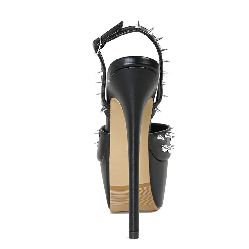 Women Wedding Fashion Design Metal Rivet Back Buckle Strap Platform Sandals