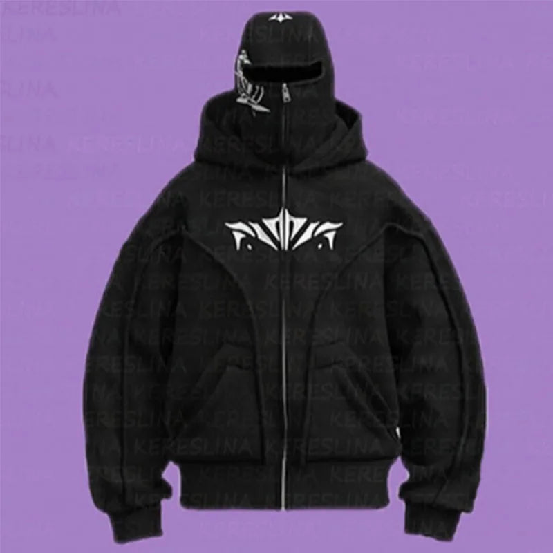 Hat Hoodies Balaclava Streetwear Fashion Face Mask Hoodie Jacket Coat Men Zipper Sweatshirts