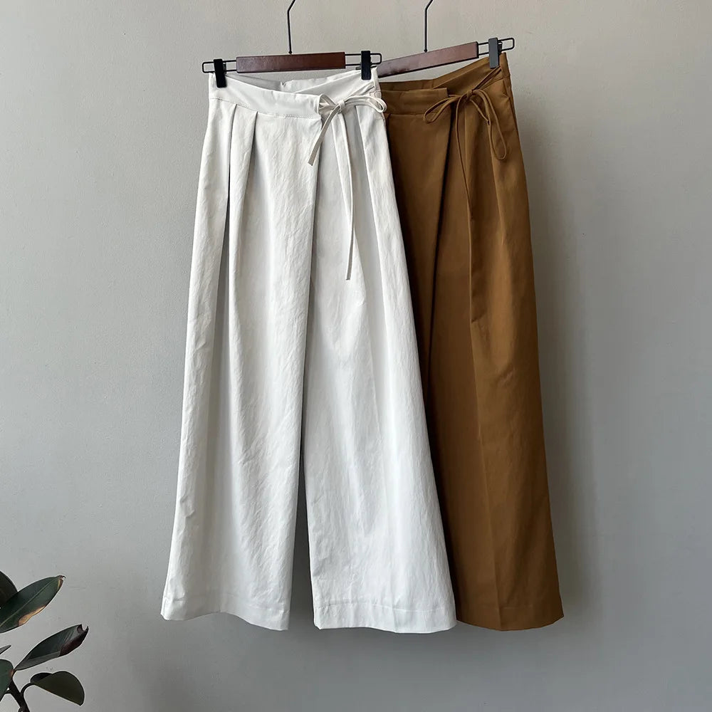 Women Casual Wide Leg High Waist Pants Fashion Clothes Black Brown Pants Female