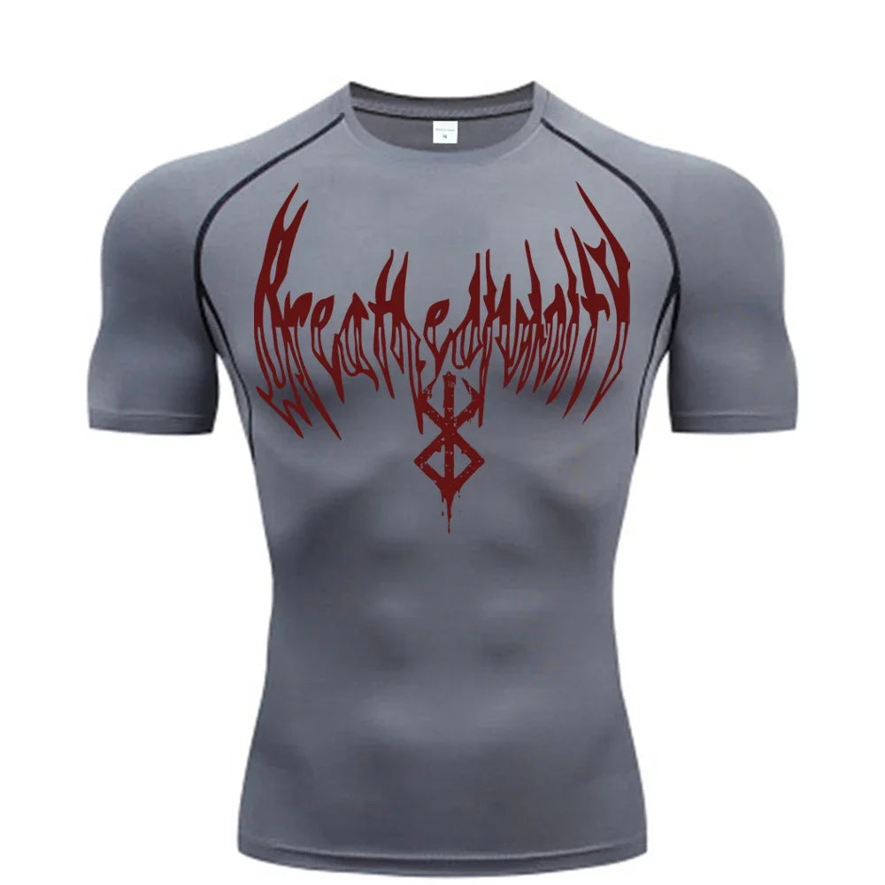 Gym t-shirt Dry Breath God Tee Shirt Short Sleeve Top Muscle Gym Fitness