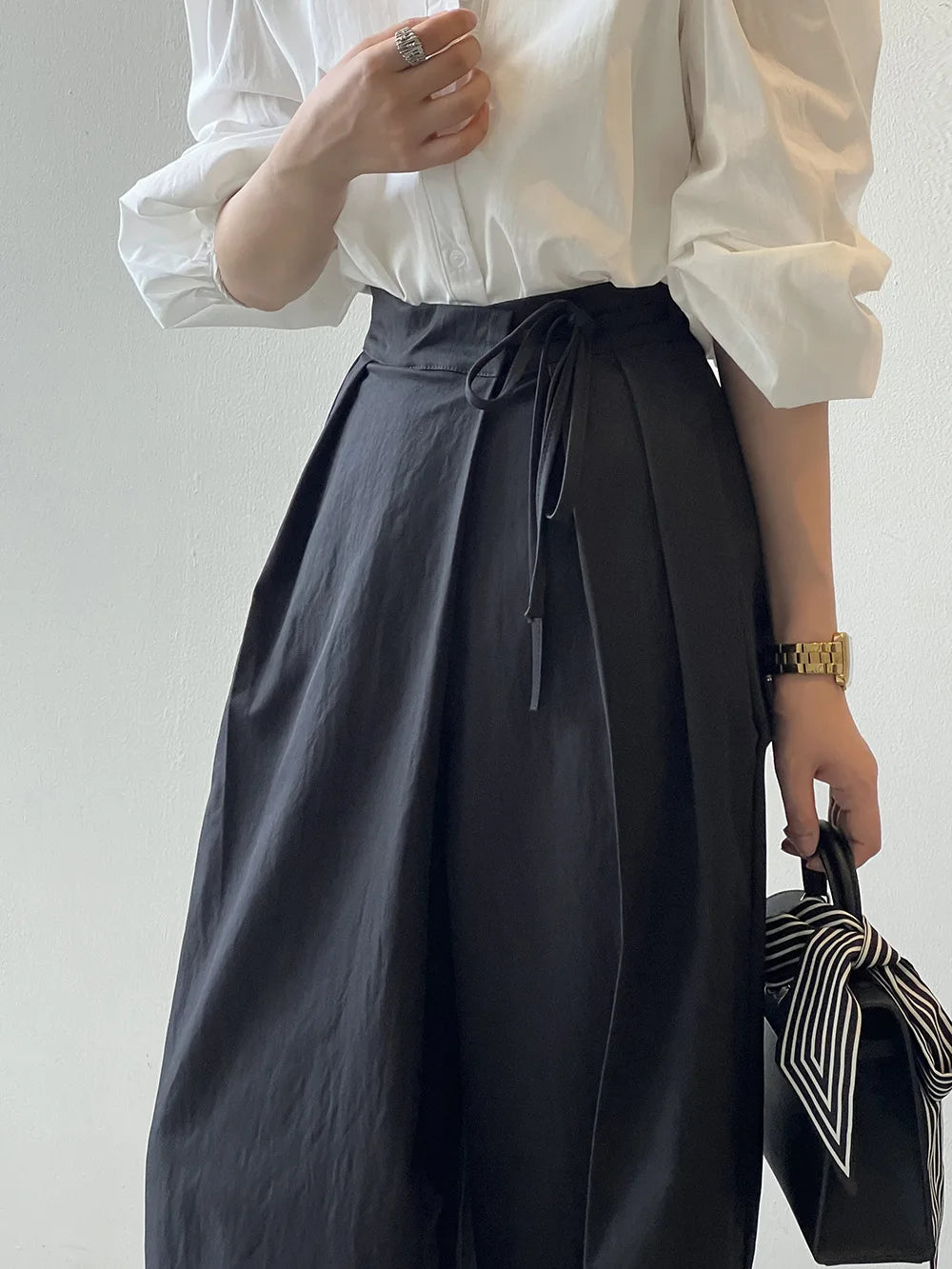 Women Casual Wide Leg High Waist Pants Fashion Clothes Black Brown Pants Female