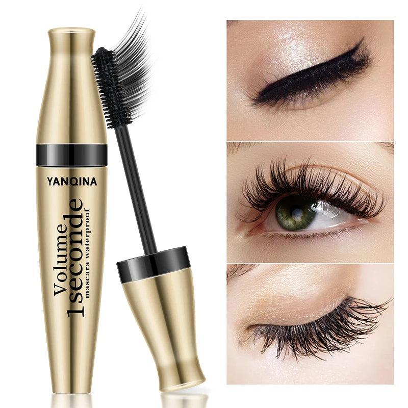 Waterproof Curling Mascara Liquid Fiber Black Eyelashes Brush Long Lasting Natural Eye Makeup