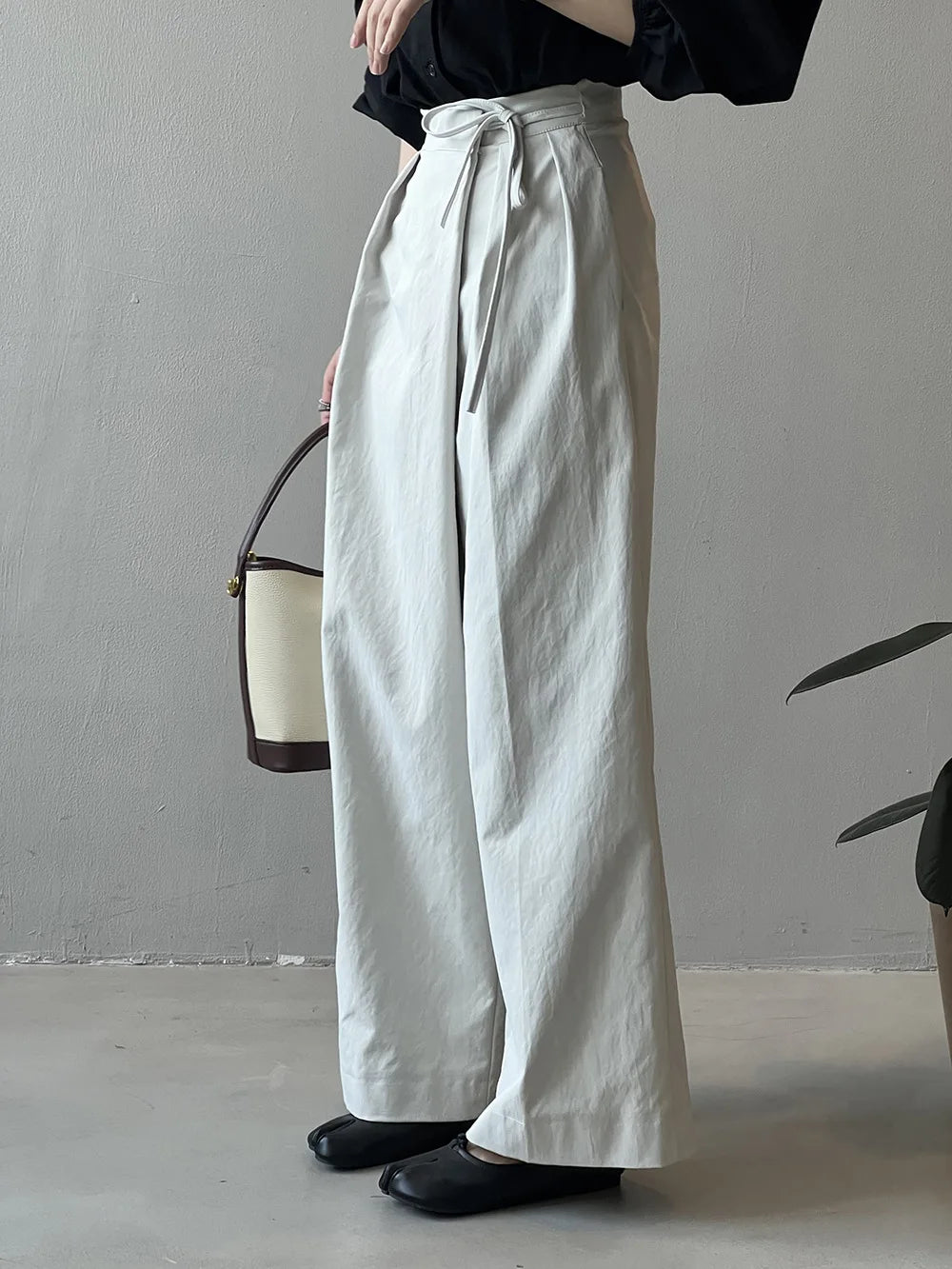 Women Casual Wide Leg High Waist Pants Fashion Clothes Black Brown Pants Female