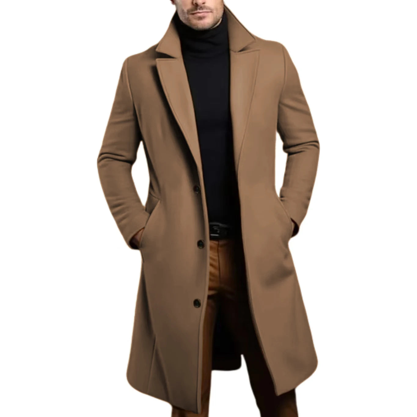 Men Coat Stylish Warm and Comfortable Black Trench