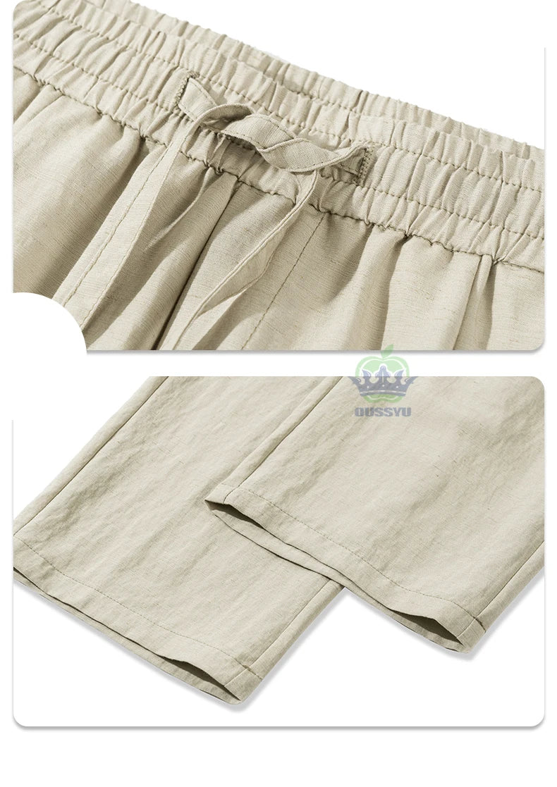 Man's Casual Pants Men Elastic Waist Baggy Straight Wide Leg Jogger Breathable Trouser