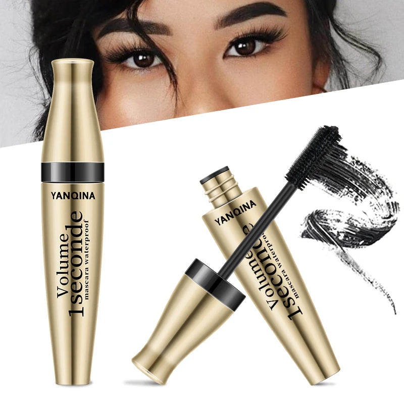 Waterproof Curling Mascara Liquid Fiber Black Eyelashes Brush Long Lasting Natural Eye Makeup