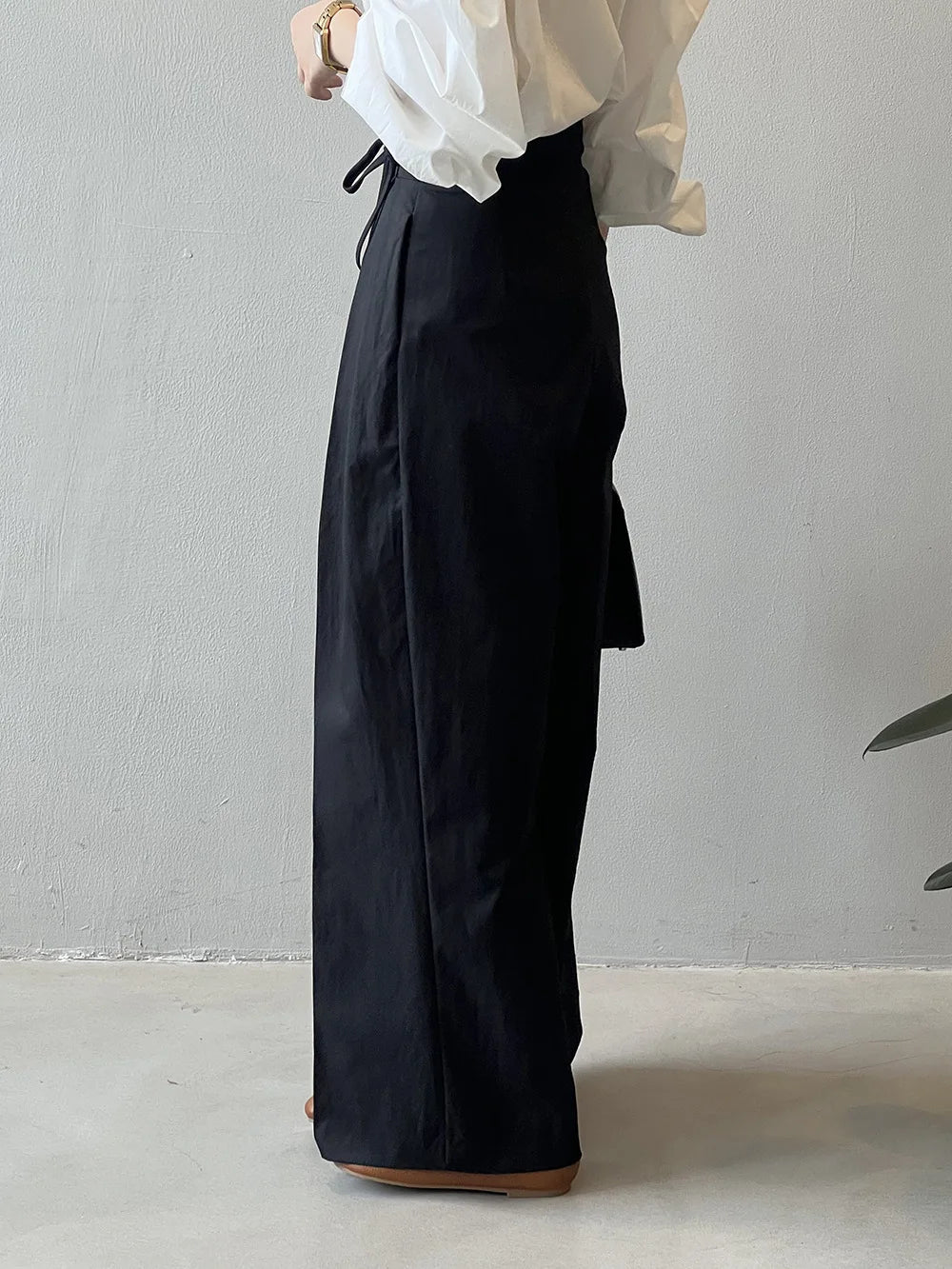 Women Casual Wide Leg High Waist Pants Fashion Clothes Black Brown Pants Female