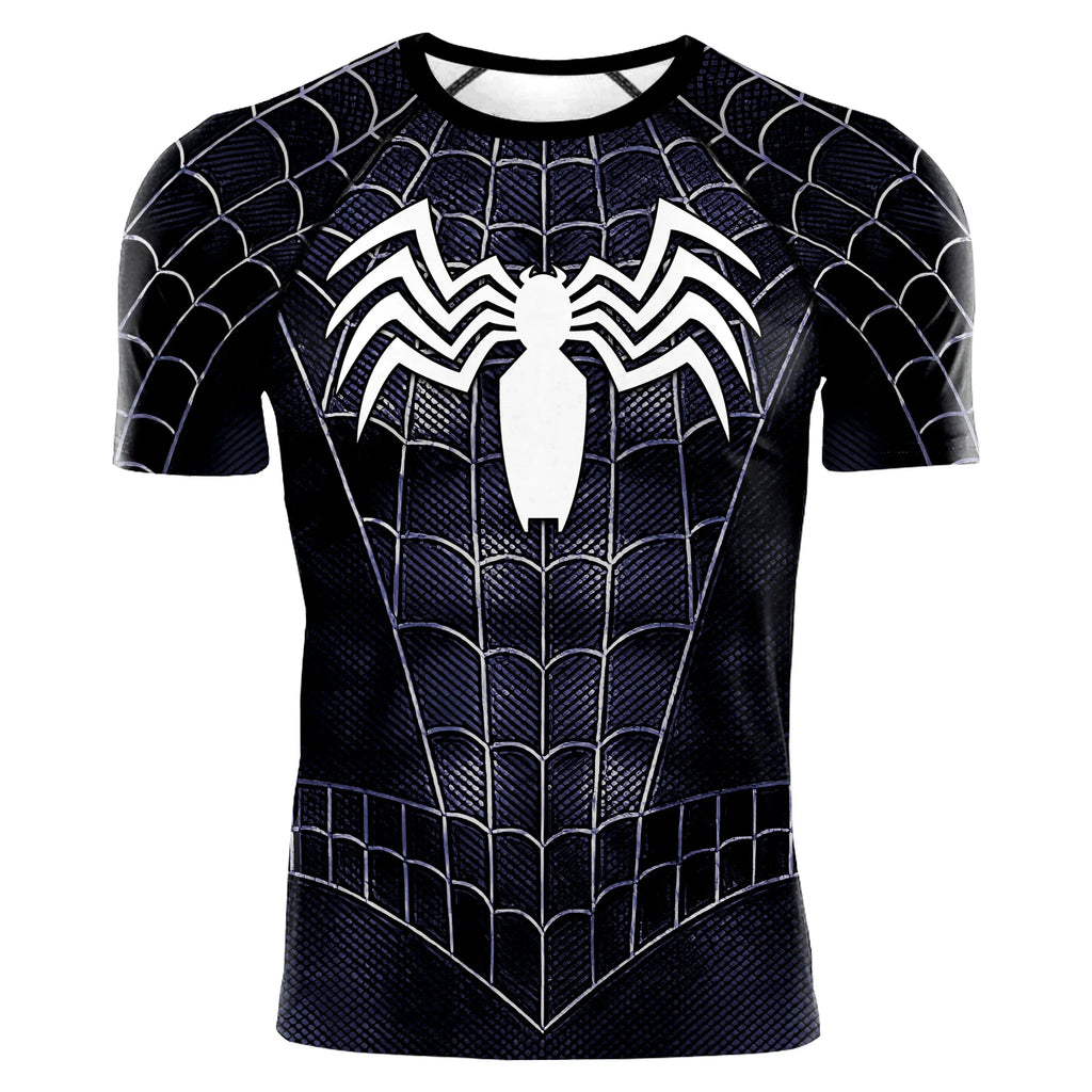 Superhero Mens Compression T Shirt Sport Workout 3D Spider Compression Gym Fitness Top