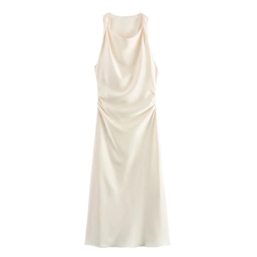 Satin Long Dresses for Women Slip Midi Dress Woman Evening Party
