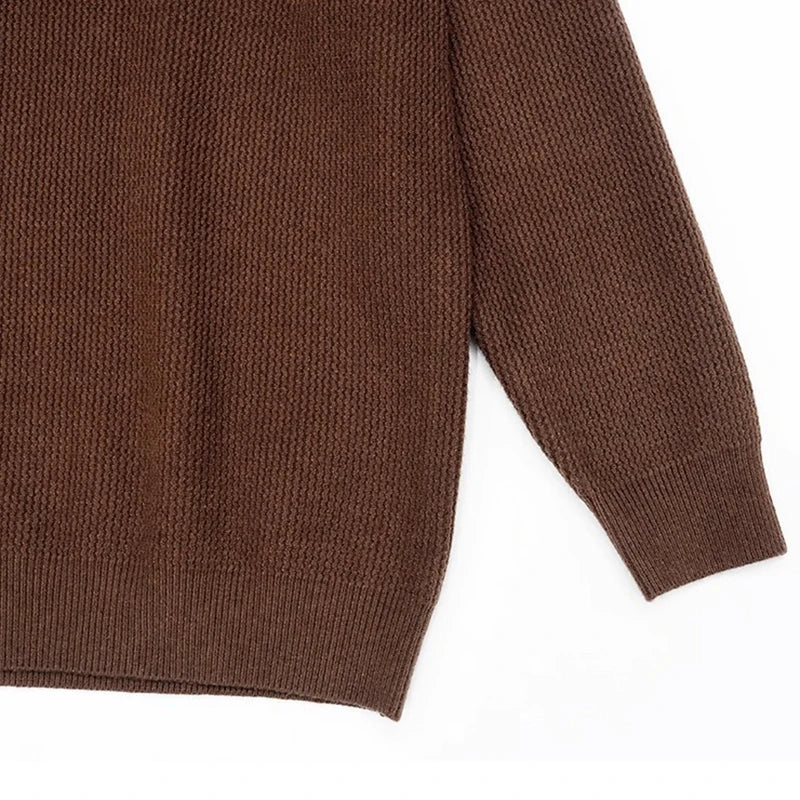 VOODIEX Autumn New Casual Knit Polo Shirts Men Fashionable Long Sleeve