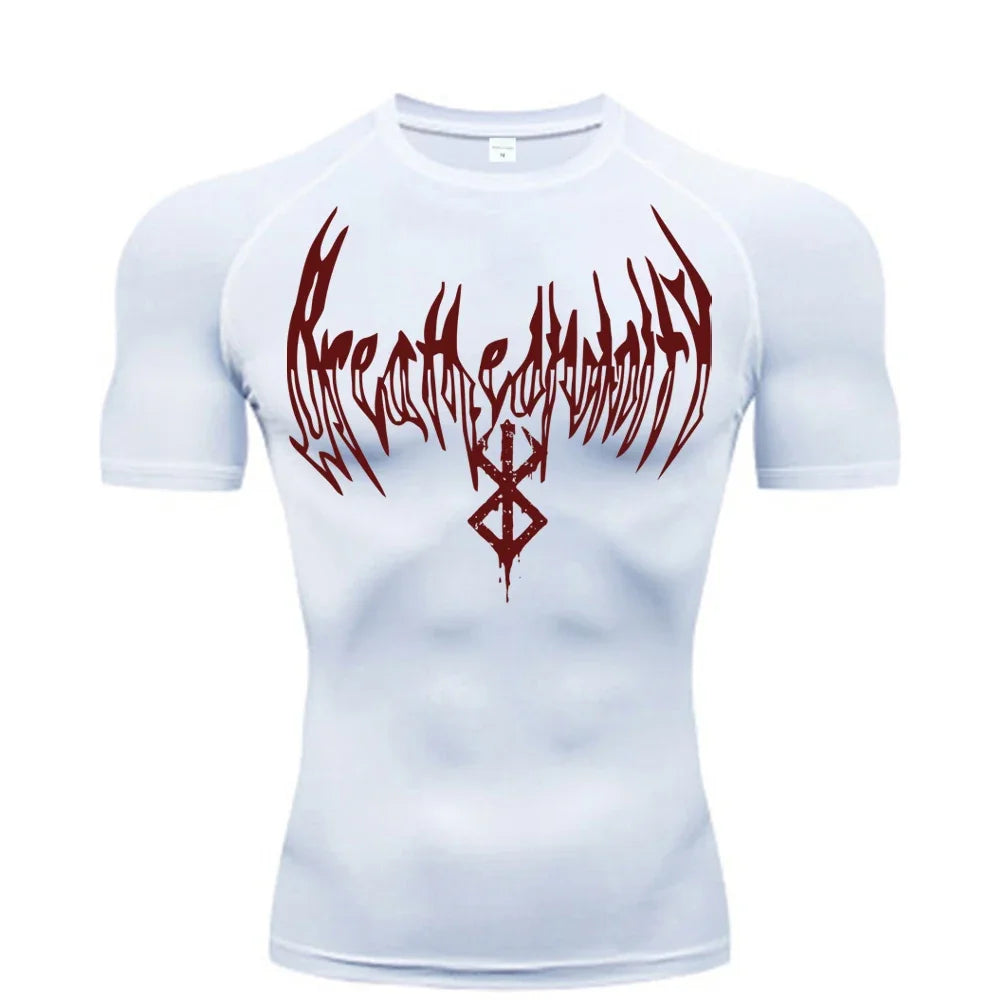Gym t-shirt Dry Breath God Tee Shirt Short Sleeve Top Muscle Gym Fitness