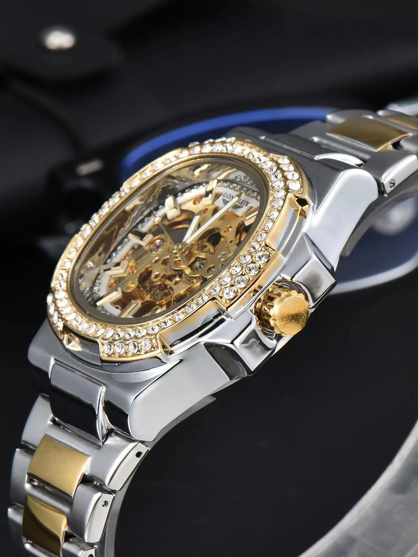 LONGLUX automatic man watch luxury stainless steel mechanical