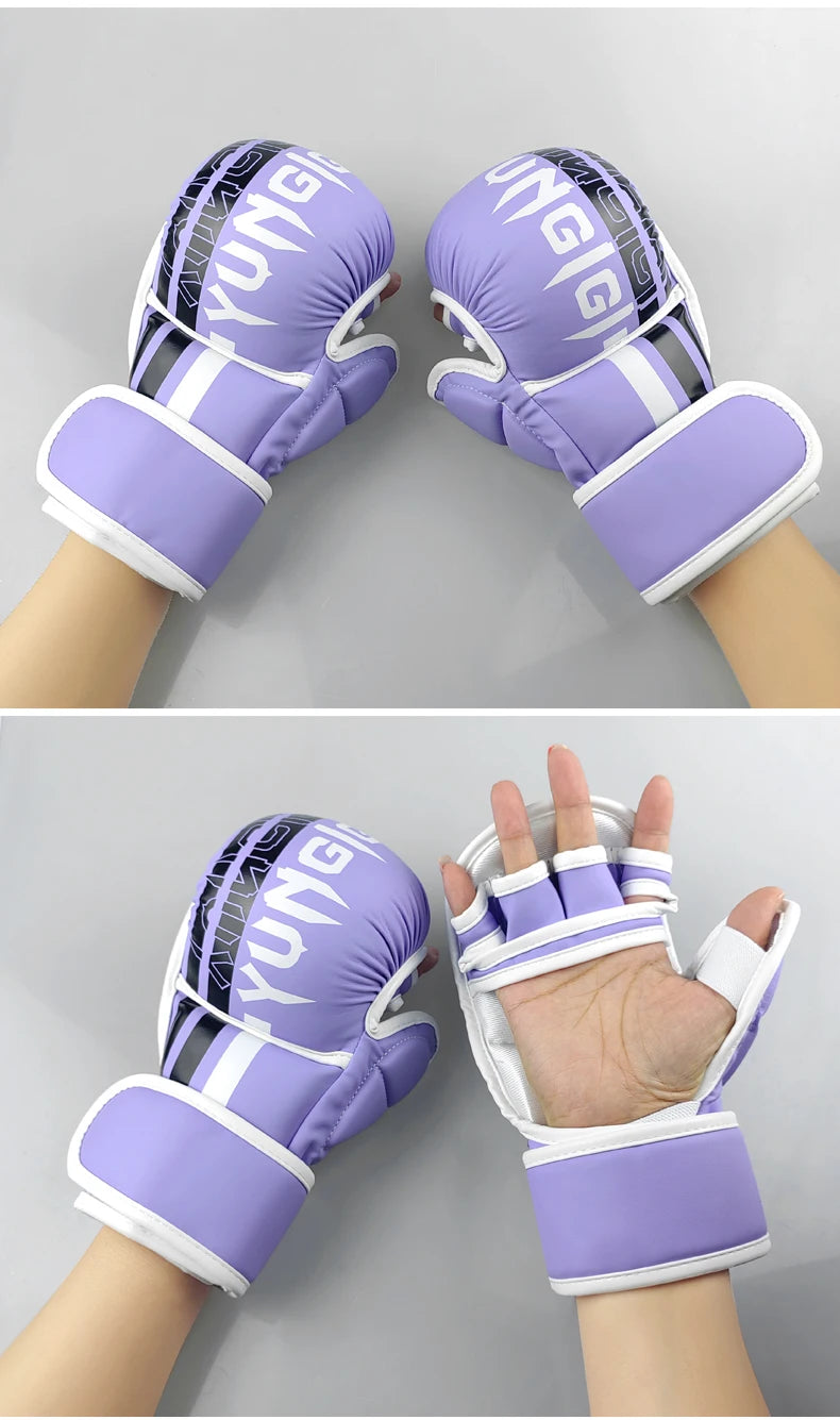 Colors MMA half finger boxing gloves PU Leather Fight with gloves Combat gloves Adult Combat gloves