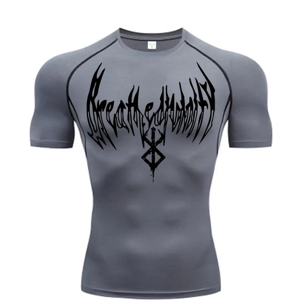 Gym t-shirt Dry Breath God Tee Shirt Short Sleeve Top Muscle Gym Fitness