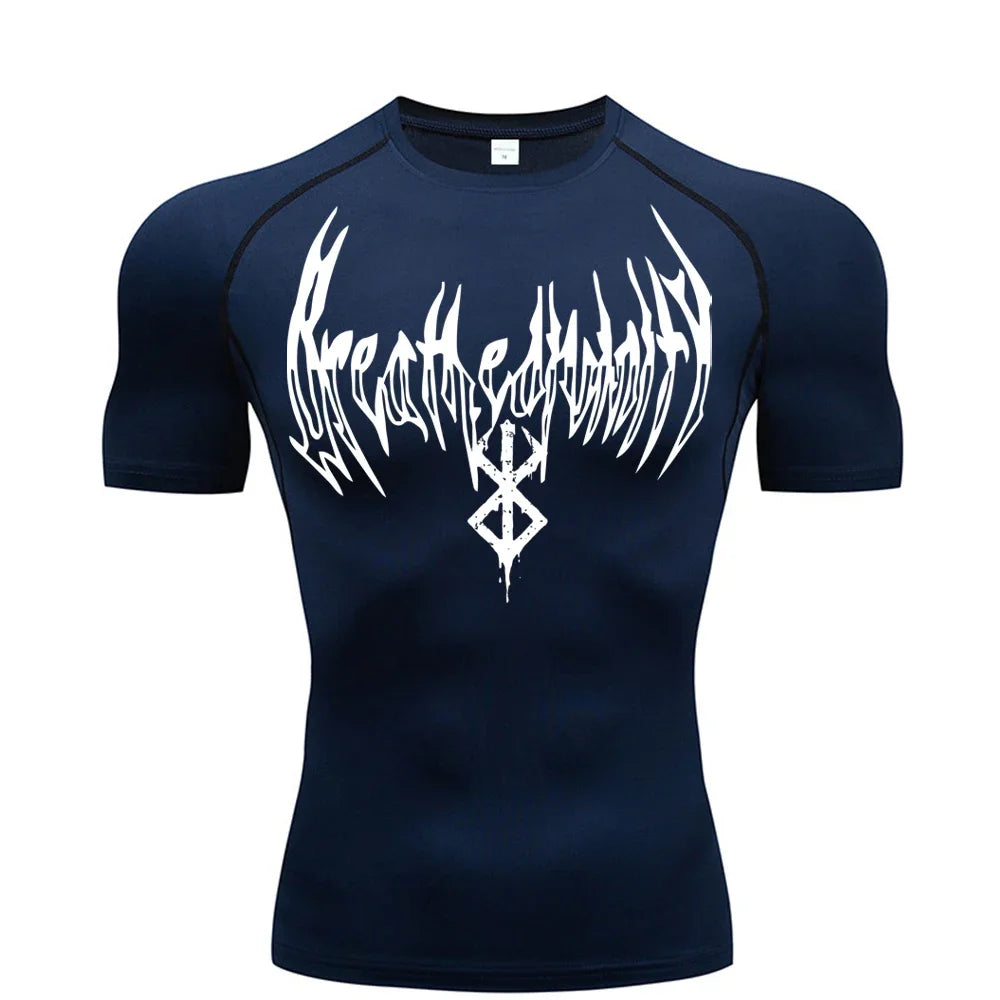 Gym t-shirt Dry Breath God Tee Shirt Short Sleeve Top Muscle Gym Fitness