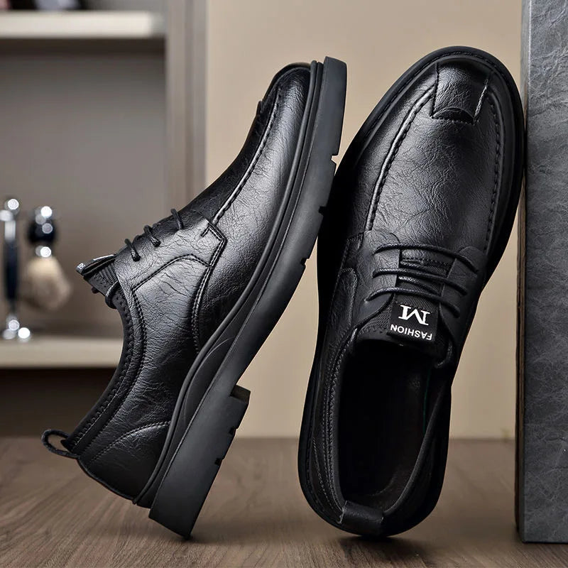Men's Genuine Leather Shoes Work Boots Business Casual Warm and Comfortable Loafers