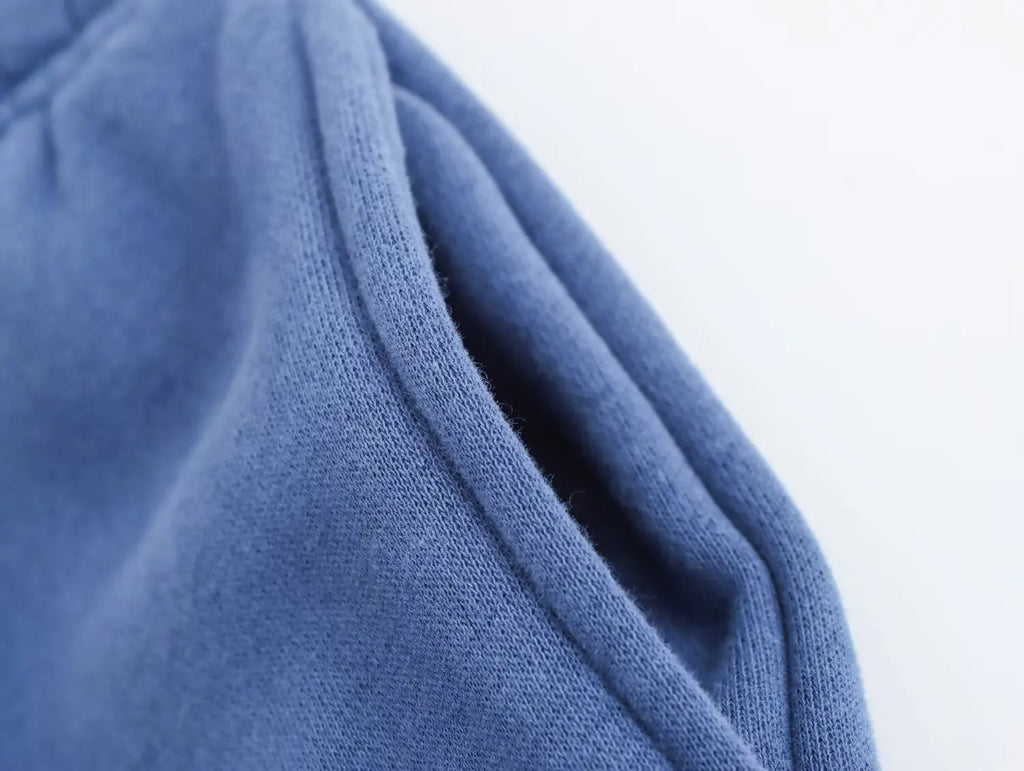 Knit Set Woman Elegant Outfit Set Blue Pants Sets Print Sweatshirt Sets