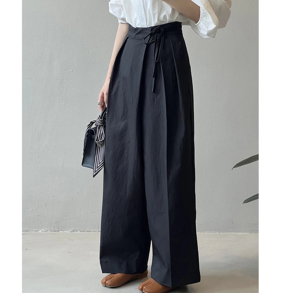 Women Casual Wide Leg High Waist Pants Fashion Clothes Black Brown Pants Female