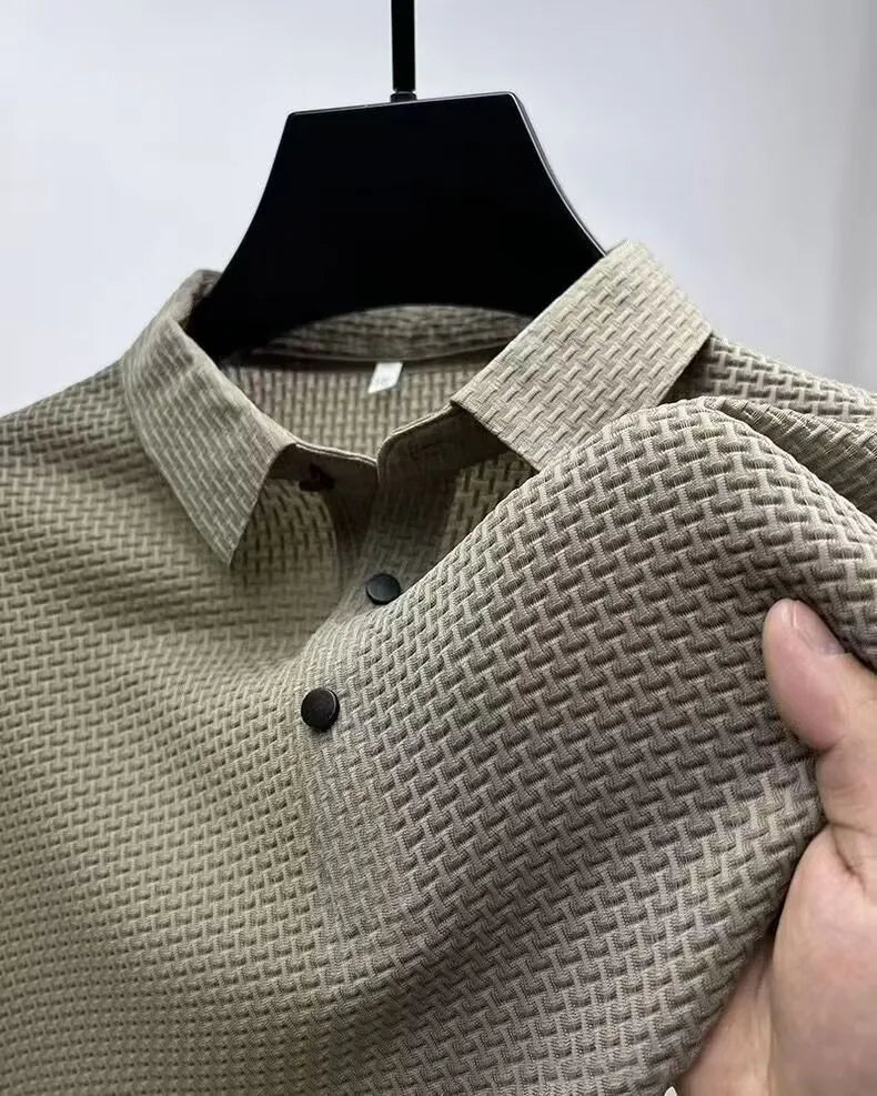 r Men Mesh Ice Silk T-shirt Men's Short-sleeved