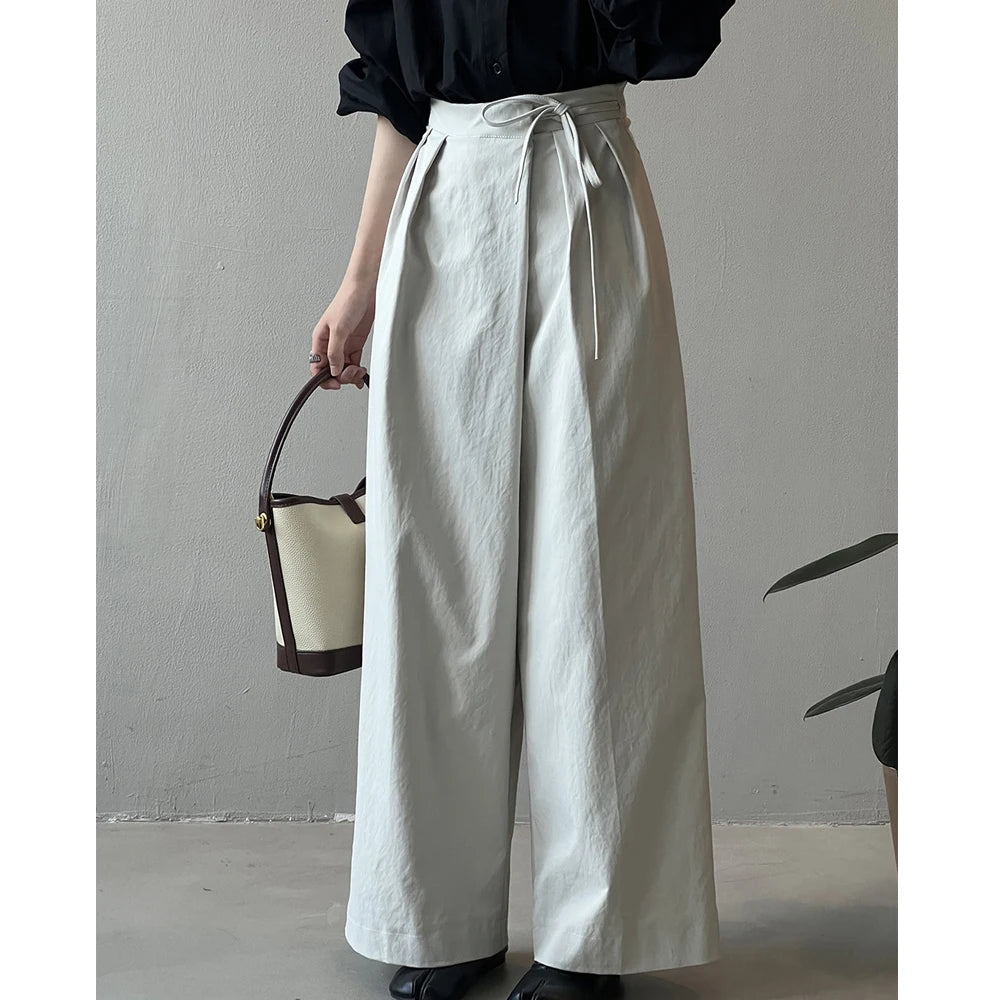 Women Casual Wide Leg High Waist Pants Fashion Clothes Black Brown Pants Female
