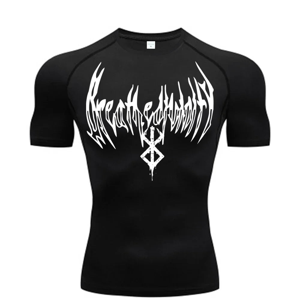 Gym t-shirt Dry Breath God Tee Shirt Short Sleeve Top Muscle Gym Fitness
