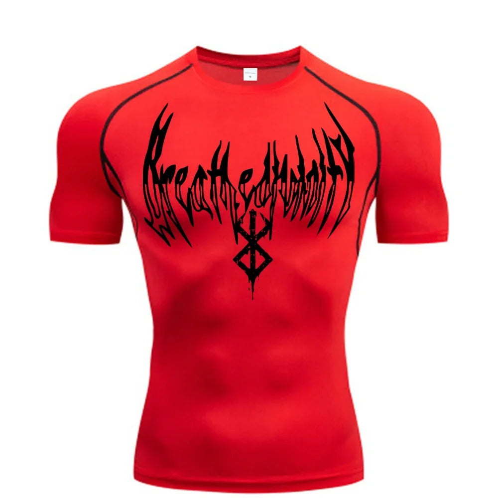 Gym t-shirt Dry Breath God Tee Shirt Short Sleeve Top Muscle Gym Fitness
