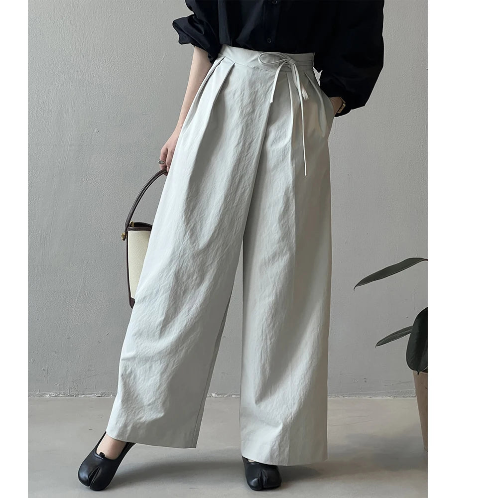 Women Casual Wide Leg High Waist Pants Fashion Clothes Black Brown Pants Female