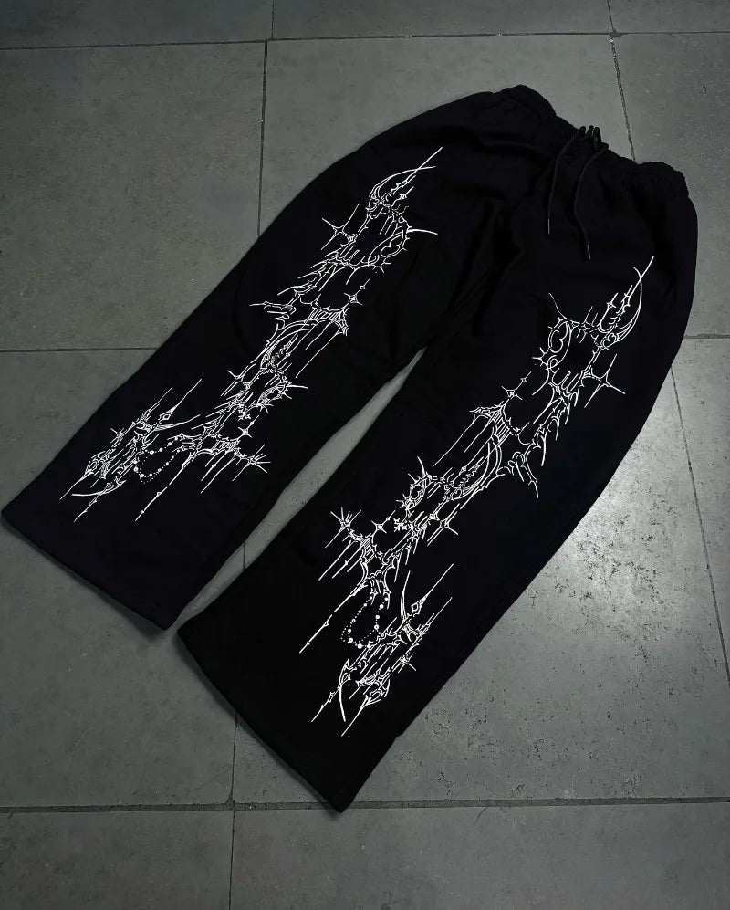 American Oversized Sweatpants Punk Harajuku Straight Wide-leg Pants Men