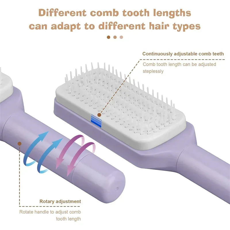 Rotating Comb Long Handle Anti-Static Scalp Massage Hair Comb for Women