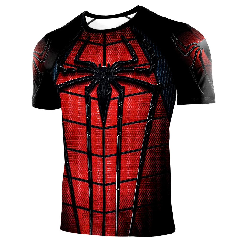 Superhero Mens Compression T Shirt Sport Workout 3D Spider Compression Gym Fitness Top