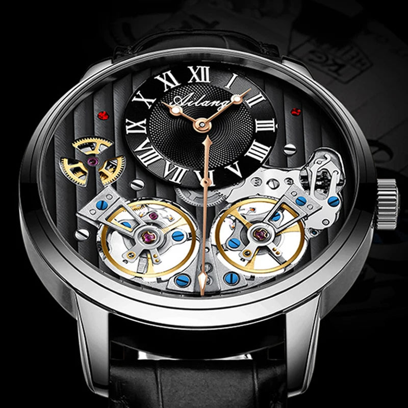 AILANG Top Brand Luxury Watch Men Automatic Luminous Black Clock Men