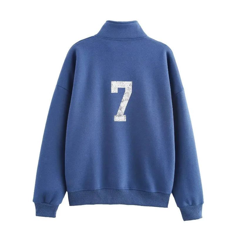 Knit Set Woman Elegant Outfit Set Blue Pants Sets Print Sweatshirt Sets
