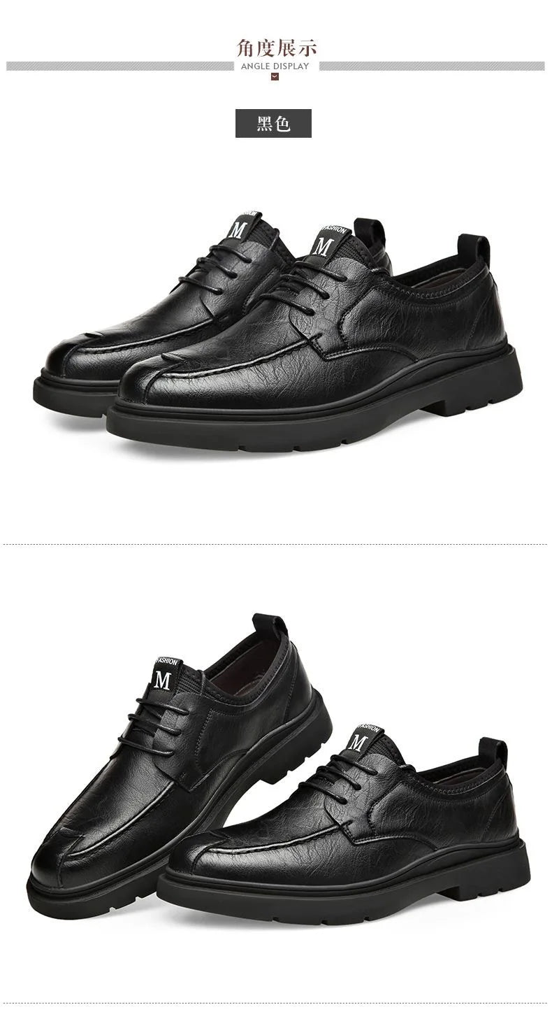 Men's Genuine Leather Shoes Work Boots Business Casual Warm and Comfortable Loafers