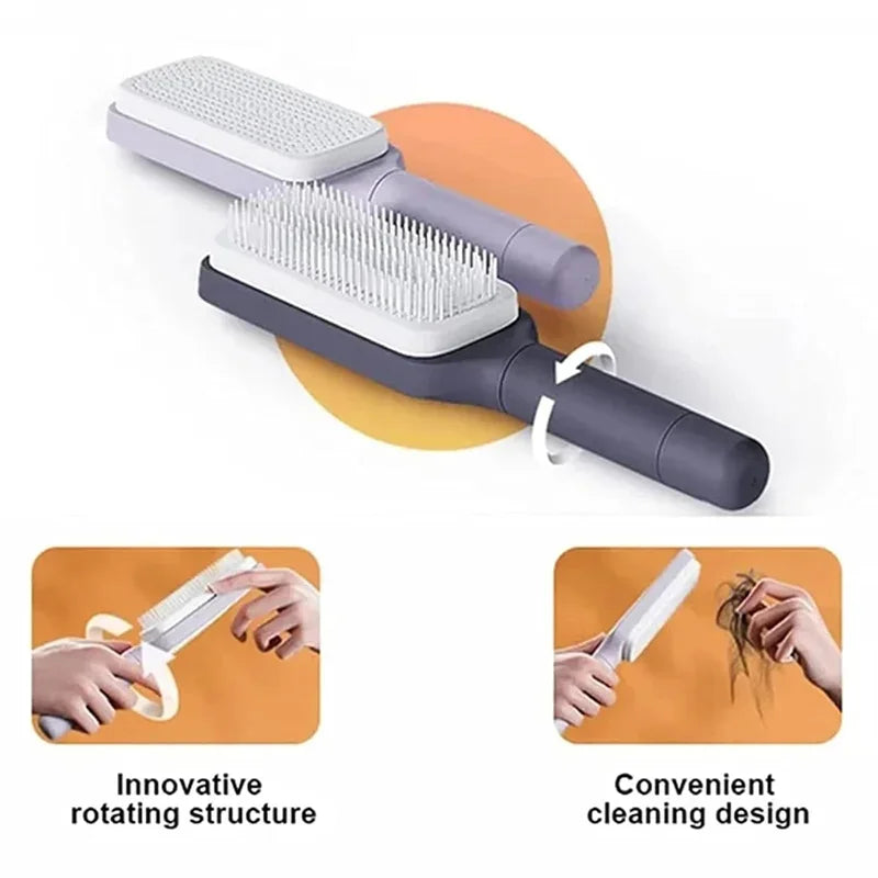 Rotating Comb Long Handle Anti-Static Scalp Massage Hair Comb for Women