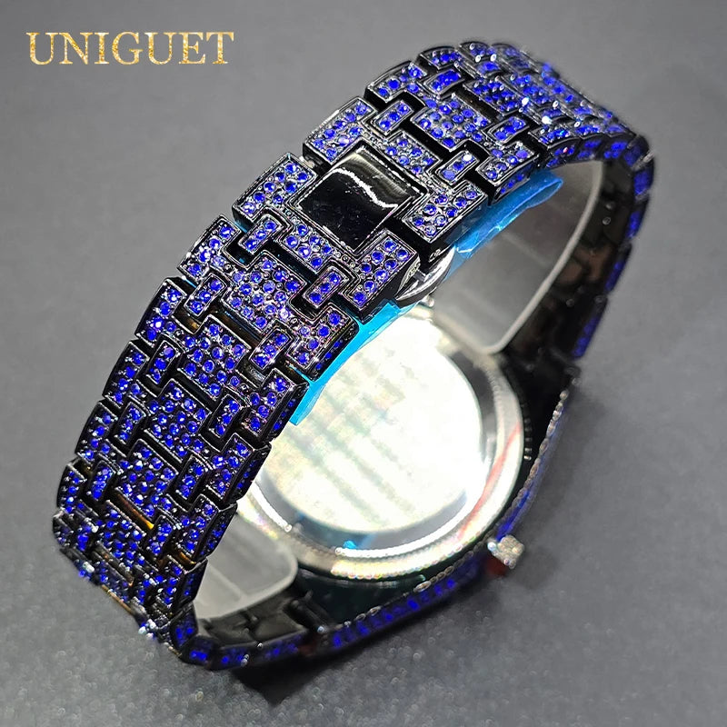 Quartz Watches For Men Octagonal Case Luxury Diamond Men's Watch