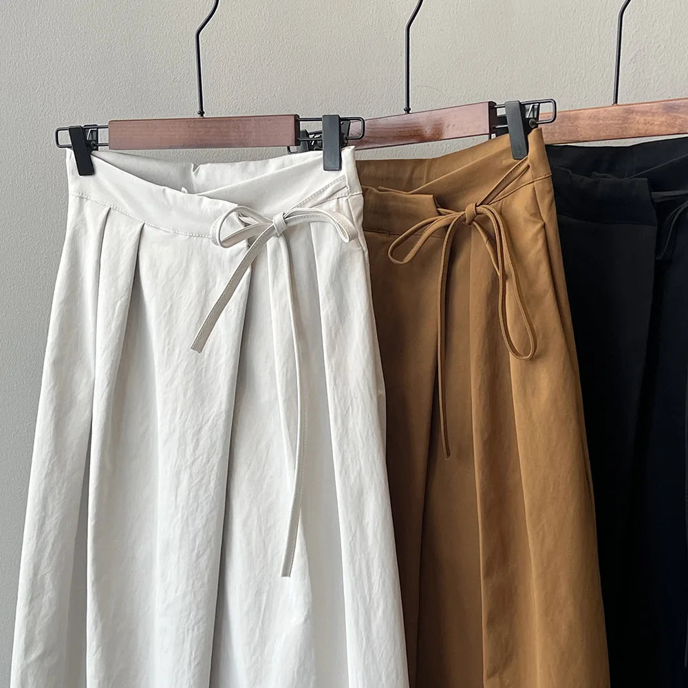 Women Casual Wide Leg High Waist Pants Fashion Clothes Black Brown Pants Female