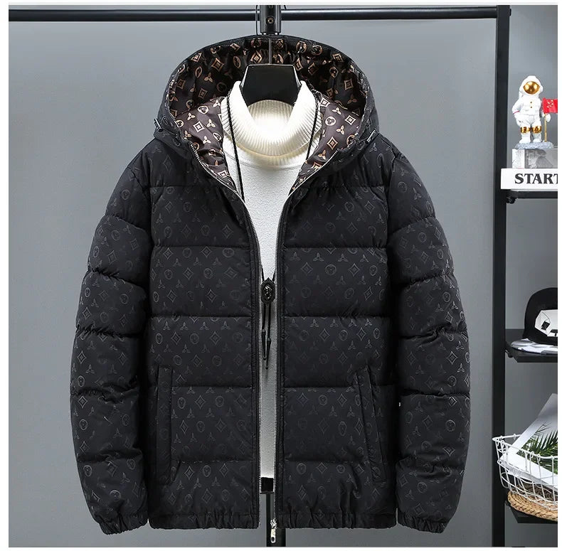 Men Winter Puffer Jacket Cotton Padded Coat Luxury Brand Thick Windproof