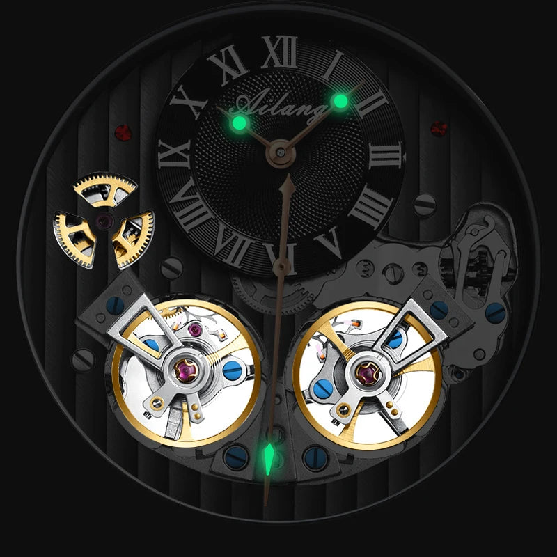 AILANG Top Brand Luxury Watch Men Automatic Luminous Black Clock Men