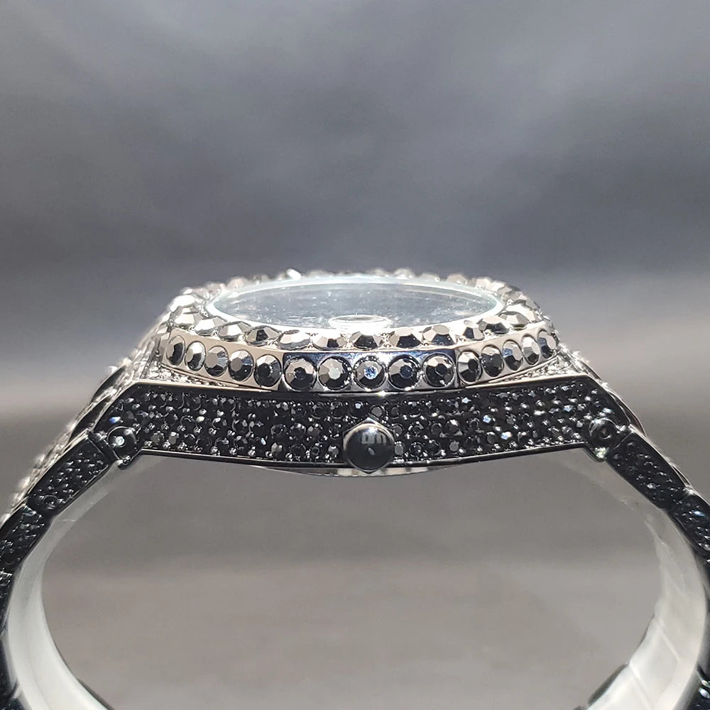 Quartz Watches For Men Octagonal Case Luxury Diamond Men's Watch