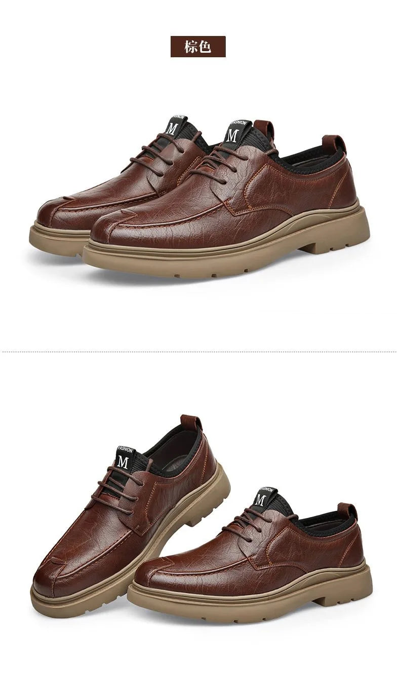Men's Genuine Leather Shoes Work Boots Business Casual Warm and Comfortable Loafers