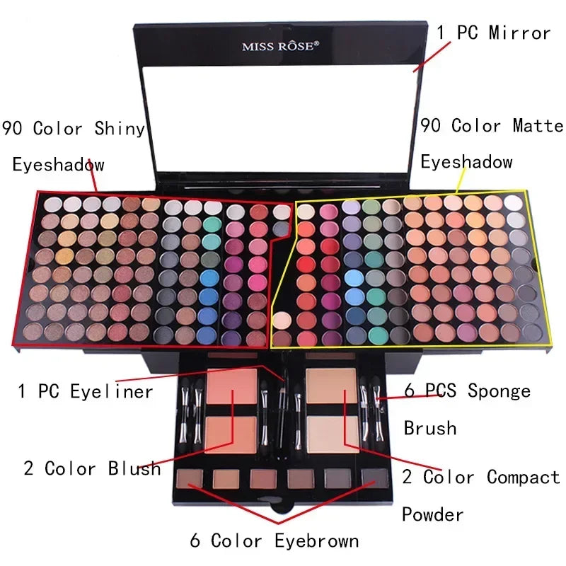 Miss Rose Makeup Case Set Kit-Ultimate Color Combination-Holiday Gift Set