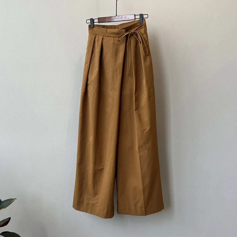 Women Casual Wide Leg High Waist Pants Fashion Clothes Black Brown Pants Female