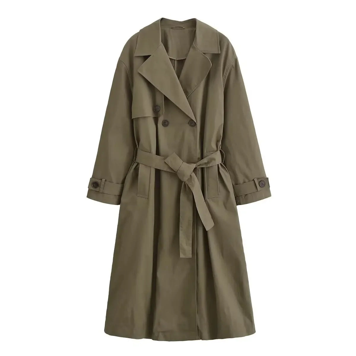 Women Fashion With Belt Solid Breasted Female Chic Lady Outfits