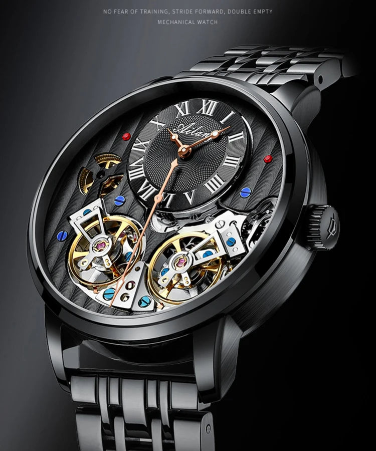 AILANG Top Brand Luxury Watch Men Automatic Luminous Black Clock Men